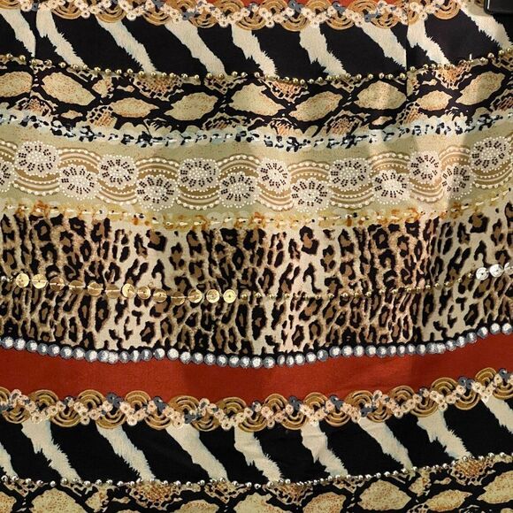 Silk Club Animal Print Sequin Pencil Skirt 4 - Picture 2 of 10